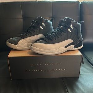 Jordan 12 Black/Wolf-Grey High-Top Sneakers